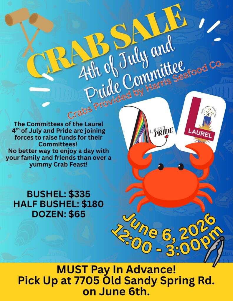 4th of July and Pride Committee Crab Fundraiser Flyer